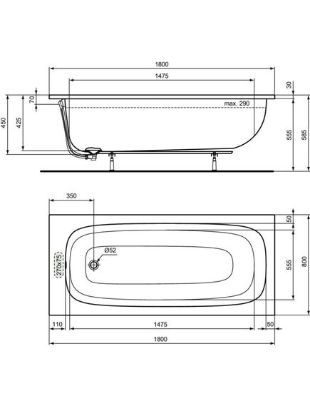 Купить ванна Ideal Standard Ideal Standard i.life  (t476201) по цене 42016.56 руб., в Санкт-Петебруге в интернет магазине 100-Систем, а также дургие товары IDEAL STANDARD из раздела Акриловые ванны и Ванны