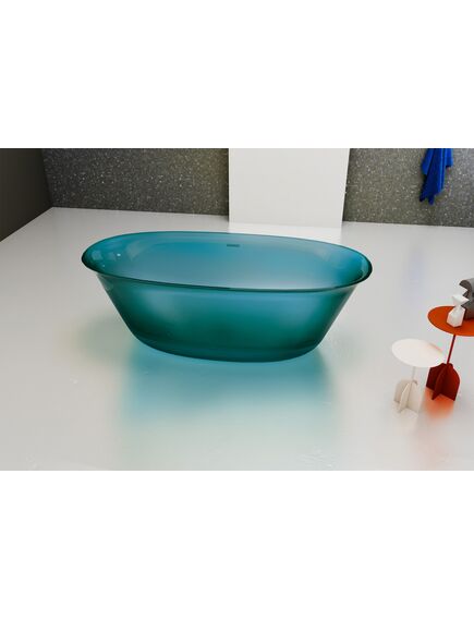 Купить прозрачная ванна из полиэфирной смолы цвет бирюзовый донный клапан в комплекте (at9707aquamarin) по цене 272160 руб., в Санкт-Петебруге в интернет магазине 100-Систем, а также дургие товары ABBER из раздела Ванны из камня и Ванны
