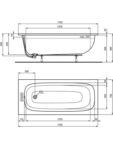 Купить ванна Ideal Standard Ideal Standard i.life  (t476001) по цене 38363.3 руб., в Санкт-Петебруге в интернет магазине 100-Систем, а также дургие товары IDEAL STANDARD из раздела Акриловые ванны и Ванны