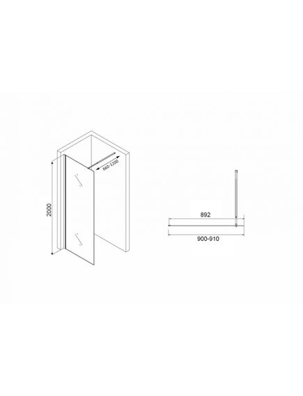 Купить Душевая перегородка ABBER Immer Offen AG61091R8 (ag61091r8) по цене 25200 руб., в Санкт-Петебруге в интернет магазине 100-Систем, а также дургие товары ABBER из раздела Душевые перегородки и Душевые двери, перегородки