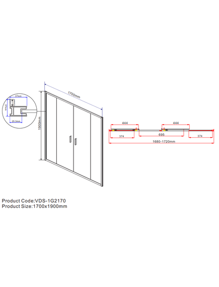 Купить Душевая дверь Garda VDS-1G2170CH, 1700, хром, стекло шиншилла, , шт (vds-1g2170ch) по цене 35060 руб., в Санкт-Петебруге в интернет магазине 100-Систем, а также дургие товары Vincea из раздела Душевые двери и Душевые двери, перегородки