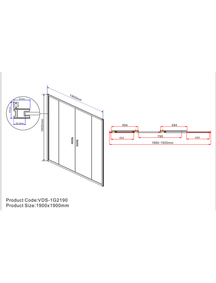 Купить Душевая дверь Garda VDS-1G2190CL, 1900, хром, стекло прозрачное, , шт (vds-1g2190cl) по цене 37650 руб., в Санкт-Петебруге в интернет магазине 100-Систем, а также дургие товары Vincea из раздела Душевые двери и Душевые двери, перегородки