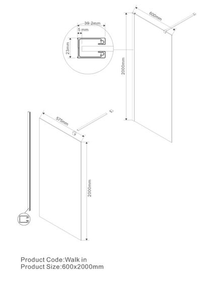 Купить Душевая перегородка Walk-In VSW-1H600CL, 600*2000, хром, стекло прозрачное, , шт (vsw-1h600cl) по цене 13740 руб., в Санкт-Петебруге в интернет магазине 100-Систем, а также дургие товары Vincea из раздела Душевые перегородки и Душевые двери, перегородки