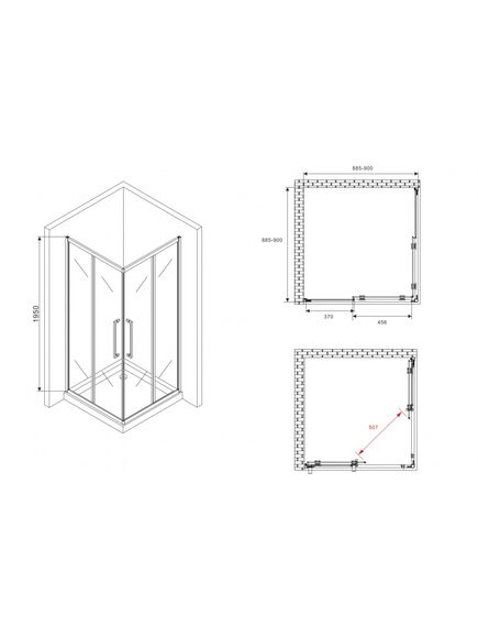 Купить Душевой уголок ABBER Schwarzer Diamant AG02090BDTH (ag02090bdth) по цене 39060 руб., в Санкт-Петебруге в интернет магазине 100-Систем, а также дургие товары ABBER из раздела Душевые ограждения и Душевые кабины и ограждения