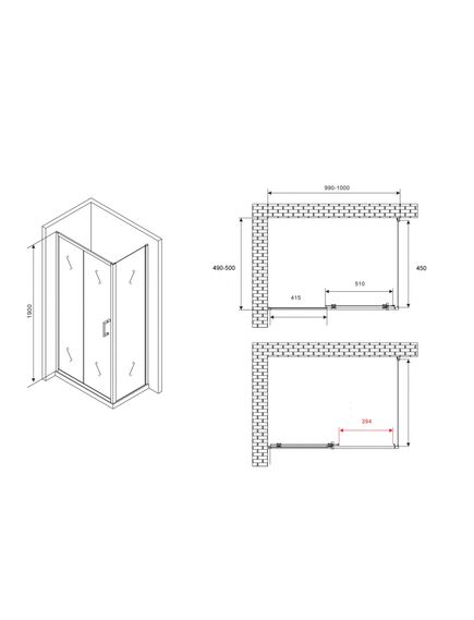 Купить Душевой уголок ABBER Schwarzer Diamant AG301005-S505 (ag301005-s505) по цене 25830 руб., в Санкт-Петебруге в интернет магазине 100-Систем, а также дургие товары ABBER из раздела Душевые ограждения и Душевые кабины и ограждения