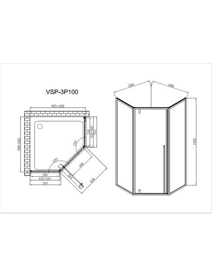 Купить Душевой уголок Penta VSP-3P100CL, 1000*1000, хром, стекло прозрачное, , шт (vsp-3p100cl) по цене 39460 руб., в Санкт-Петебруге в интернет магазине 100-Систем, а также дургие товары Vincea из раздела Душевые ограждения и Душевые кабины и ограждения