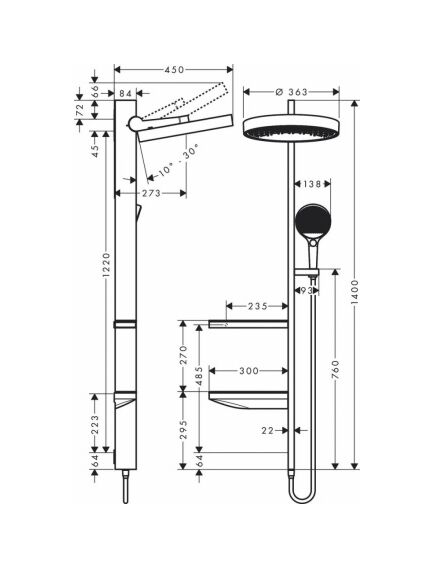 Купить Душевой гарнитур Hansgrohe Rainfinity 26842700 Белый матовый (26842700) по цене 376109.95 руб., в Санкт-Петебруге в интернет магазине 100-Систем, а также дургие товары HANSGROHE из раздела Душевые гарнитуры и Душевые стойки, системы, панели, гарнитуры