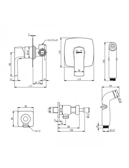 Купить Смеситель Lemark Ursus LM7219BL с гигиеническим душем, встраиваемый (lm7219bl) по цене 16850 руб., в Санкт-Петебруге в интернет магазине 100-Систем, а также дургие товары LEMARK из раздела Гигиенический душ со смесителем и Гигиенический душ