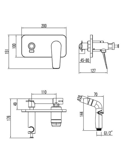 Купить Смеситель Lemark Bronx LM3720GM с гигиеническим душем, встраиваемый (lm3720gm) по цене 26290 руб., в Санкт-Петебруге в интернет магазине 100-Систем, а также дургие товары LEMARK из раздела Гигиенический душ со смесителем и Гигиенический душ