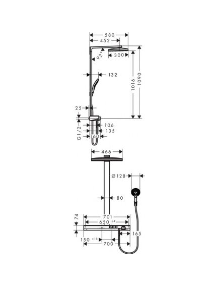 Купить Душевая система Hansgrohe Rainmaker Select 27109400 Хром Белый (27109400) по цене 679727.81 руб., в Санкт-Петебруге в интернет магазине 100-Систем, а также дургие товары HANSGROHE из раздела Душевые стойки и Душевые стойки, системы, панели, гарнитуры