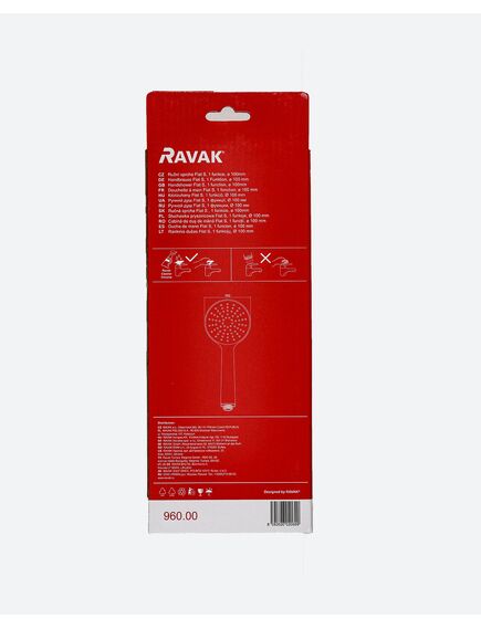 Купить Душевая лейка Ravak Flat S 960.00 (x07p343) по цене 2640 руб., в Санкт-Петебруге в интернет магазине 100-Систем, а также дургие товары RAVAK из раздела Лейки и Комплектующие для душа