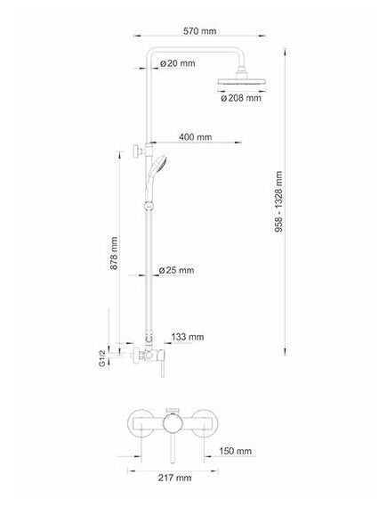 Купить Душевой комплект WasserKRAFT A12202 (a12202) по цене 33870 руб., в Санкт-Петебруге в интернет магазине 100-Систем, а также дургие товары WasserKRAFT из раздела Душевые стойки и Душевые стойки, системы, панели, гарнитуры