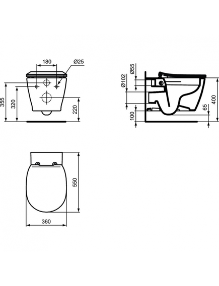 Купить Пневматический промо-набор 4 в 1 Ideal Standard с унитазом E822301 CONNECT Rimless, с сиденьем и крышкой E772401, с инсталляцией PROSYS 120 P и пневматической панелью смыва OLEAS™ P1   (pr211601) по цене 57794.93 руб., в Санкт-Петебруге в интернет магазине 100-Систем, а также дургие товары IDEAL STANDARD из раздела Готовые решения и Инсталляции