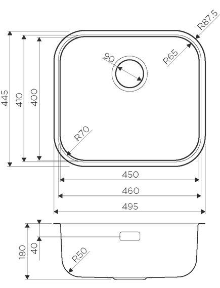 Купить Кухонная мойка Omoikiri Omi 49-U IN Нержавеющая сталь 4993066 (4993066) по цене 16688 руб., в Санкт-Петебруге в интернет магазине 100-Систем, а также дургие товары Omoikiri из раздела Врезные мойки и Кухонные мойки