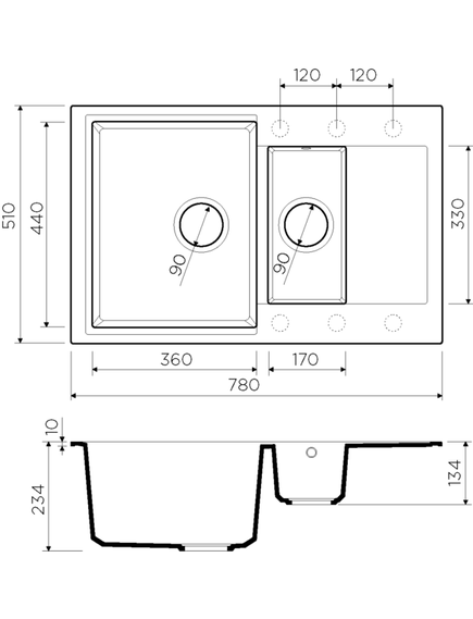 Купить Кухонная мойка Omoikiri Daisen-78-2-BL (4993334) по цене 26088 руб., в Санкт-Петебруге в интернет магазине 100-Систем, а также дургие товары Omoikiri из раздела Двойные мойки и Кухонные мойки