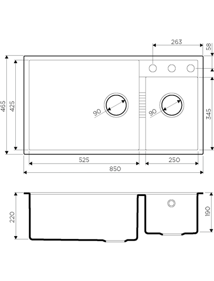 Купить Кухонная мойка Omoikiri Tedori 85-2-U-PL 4993947 Платина (4993947) по цене 41888 руб., в Санкт-Петебруге в интернет магазине 100-Систем, а также дургие товары Omoikiri из раздела Двойные мойки и Кухонные мойки