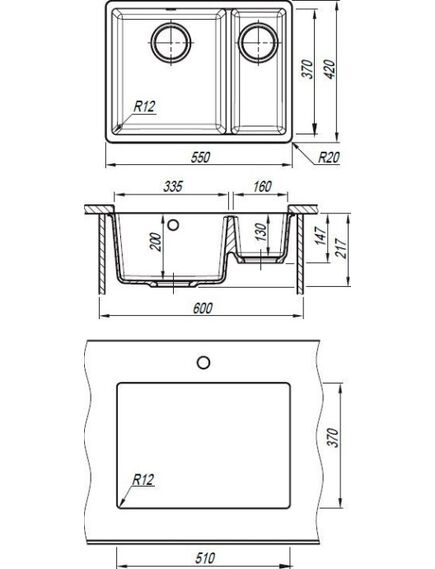 Купить Кухонная мойка ВЕГА 335/160 (22.325.d0510.202) по цене 15447 руб., в Санкт-Петебруге в интернет магазине 100-Систем, а также дургие товары Florentina из раздела Двойные мойки и Кухонные мойки