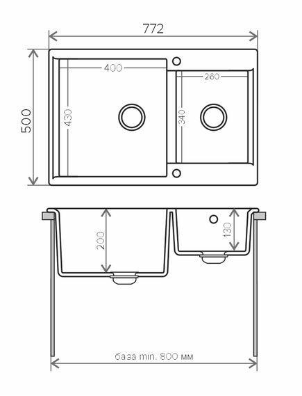 Купить Кухонная каменная мойка Polygran BRIG-772 серая (621473) по цене 9800 руб., в Санкт-Петебруге в интернет магазине 100-Систем, а также дургие товары POLYGRAN из раздела Двойные мойки и Кухонные мойки