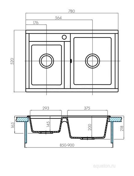 Купить Мойка для кухни из литого мрамора AQUATON Делия 78 DBL 2 чаши серый 1A723132DE230 (1a723132de230) по цене 12790 руб., в Санкт-Петебруге в интернет магазине 100-Систем, а также дургие товары AQUATON из раздела Двойные мойки и Кухонные мойки