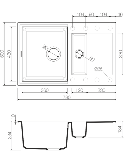 Купить Кухонная мойка Omoikiri Sakaime 78-2 BE Ваниль 4993115 (4993115) по цене 32388 руб., в Санкт-Петебруге в интернет магазине 100-Систем, а также дургие товары Omoikiri из раздела Двойные мойки и Кухонные мойки