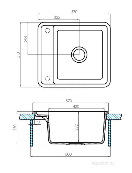 Купить Мойка для кухни из литого мрамора AQUATON Беллис 57 кофе 1A724932BS280 (1a724932bs280) по цене 9430 руб., в Санкт-Петебруге в интернет магазине 100-Систем, а также дургие товары AQUATON из раздела Накладные мойки и Кухонные мойки