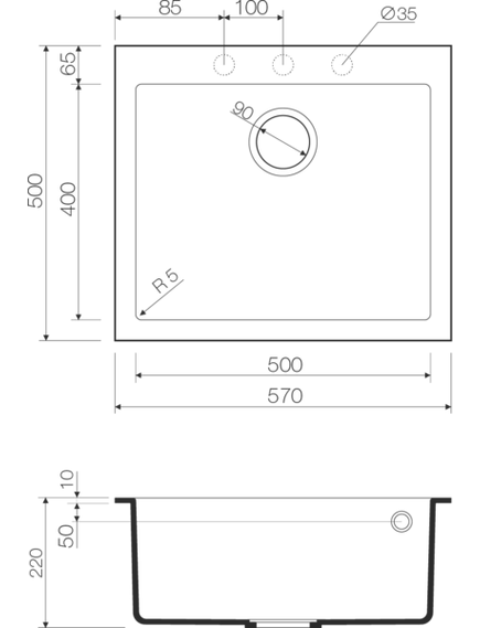 Купить Кухонная мойка Omoikiri Bosen 57-BL (4993145) по цене 35588 руб., в Санкт-Петебруге в интернет магазине 100-Систем, а также дургие товары Omoikiri из раздела Накладные мойки и Кухонные мойки