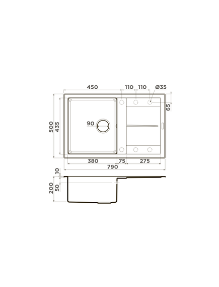 Купить Кухонная мойка Omoikiri Sumi 79-BL (4993662) по цене 31388 руб., в Санкт-Петебруге в интернет магазине 100-Систем, а также дургие товары Omoikiri из раздела Накладные мойки и Кухонные мойки