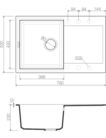 Купить Кухонная мойка Omoikiri Sakaime 79-BL (4993276) по цене 32388 руб., в Санкт-Петебруге в интернет магазине 100-Систем, а также дургие товары Omoikiri из раздела Накладные мойки и Кухонные мойки