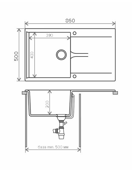 Купить Кухонная каменная мойка Polygran GALS-860 серая (407992) по цене 8800 руб., в Санкт-Петебруге в интернет магазине 100-Систем, а также дургие товары POLYGRAN из раздела Накладные мойки и Кухонные мойки