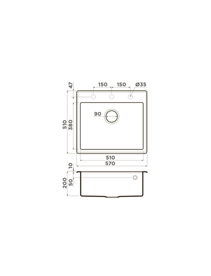 Купить Кухонная мойка Omoikiri Tedori 57-BL (4993980) по цене 32388 руб., в Санкт-Петебруге в интернет магазине 100-Систем, а также дургие товары Omoikiri из раздела Накладные мойки и Кухонные мойки