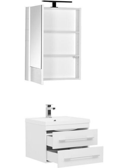 Купить Комплект мебели для ванной Aquanet Нота NEW 58 белый (камерино) (230291) по цене 38198.7 руб., в Санкт-Петебруге в интернет магазине 100-Систем, а также дургие товары AQUANET из раздела Готовые решения для ванной комнаты и Мебель для ванной комнаты