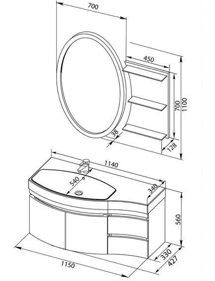 Купить Мебель для ванной Aquanet Опера 115 L белый (2 дверцы 2 ящика) (169414) по цене 101482.3 руб., в Санкт-Петебруге в интернет магазине 100-Систем, а также дургие товары AQUANET из раздела Готовые решения для ванной комнаты и Мебель для ванной комнаты