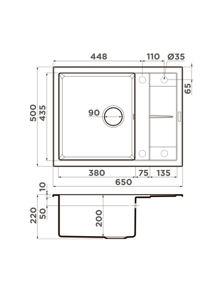 Купить Кухонная мойка Omoikiri Sumi 65A-GR Artceramic/leningrad grey   (4997094) по цене 34488 руб., в Санкт-Петебруге в интернет магазине 100-Систем, а также дургие товары Omoikiri из раздела Накладные мойки и Кухонные мойки