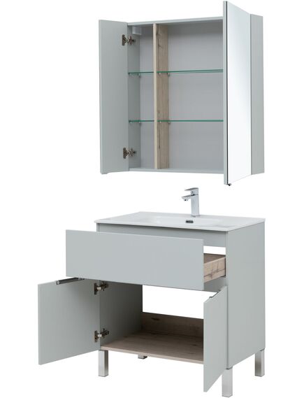 Купить Мебель для ванной Aquanet Алвита New 80 1 ящик, 2 дверцы, серый (274211) по цене 54558.5 руб., в Санкт-Петебруге в интернет магазине 100-Систем, а также дургие товары AQUANET из раздела Готовые решения для ванной комнаты и Мебель для ванной комнаты