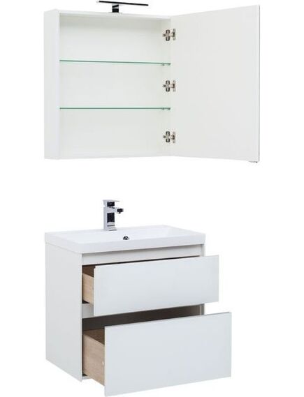 Купить Мебель для ванной Aquanet Гласс 70 белый (240464) по цене 70096 руб., в Санкт-Петебруге в интернет магазине 100-Систем, а также дургие товары AQUANET из раздела Готовые решения для ванной комнаты и Мебель для ванной комнаты