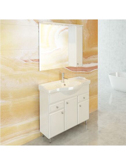 Купить COMFORTY. Зеркало-шкаф "Сочи-85" белый глянец (00003132119) по цене 13600 руб., в Санкт-Петебруге в интернет магазине 100-Систем, а также дургие товары COMFORTY из раздела Зеркальные шкафы для ванной и Мебель для ванной комнаты