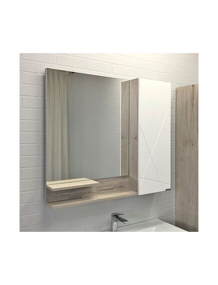 Купить Зеркало-шкаф Comforty Мерано-90 дуб дымчатый (00-00008508cf) по цене 13500 руб., в Санкт-Петебруге в интернет магазине 100-Систем, а также дургие товары COMFORTY из раздела Зеркальные шкафы для ванной и Мебель для ванной комнаты