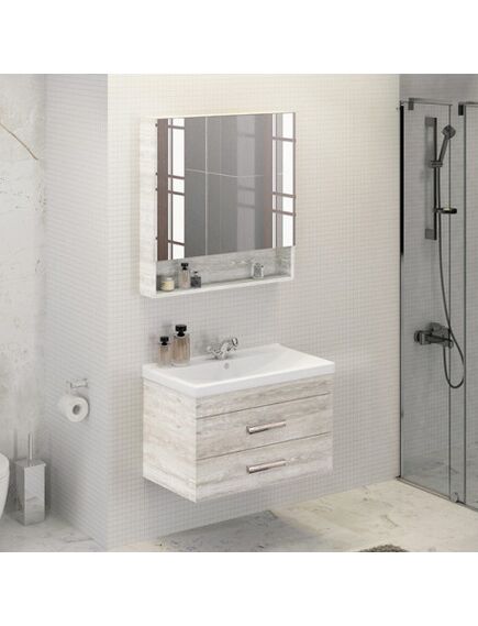 Купить Comforty. Зеркало-шкаф "Никосия-80" дуб белый (00004138838cf) по цене 12600 руб., в Санкт-Петебруге в интернет магазине 100-Систем, а также дургие товары COMFORTY из раздела Зеркальные шкафы для ванной и Мебель для ванной комнаты