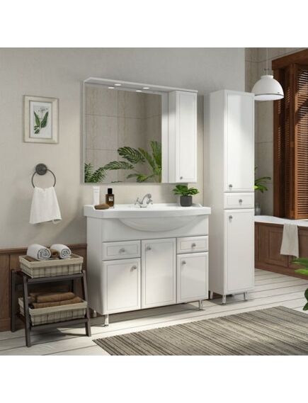 Купить Comforty. Зеркало-шкаф "Сочи-100" белый глянец (00003132226cf) по цене 14500 руб., в Санкт-Петебруге в интернет магазине 100-Систем, а также дургие товары COMFORTY из раздела Зеркальные шкафы для ванной и Мебель для ванной комнаты