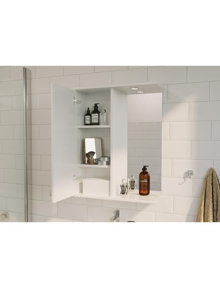 Купить 1MARKA Зеркало-шкаф Story 58 1д. белый глянец L (у99309) по цене 13642 руб., в Санкт-Петебруге в интернет магазине 100-Систем, а также дургие товары 1MARKA из раздела Зеркальные шкафы для ванной и Мебель для ванной комнаты