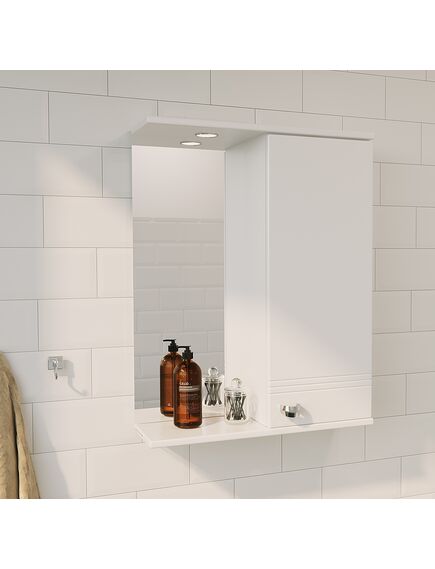 Купить 1MARKA Зеркало-шкаф Story 58 1д. белый глянец R (у99310) по цене 13642 руб., в Санкт-Петебруге в интернет магазине 100-Систем, а также дургие товары 1MARKA из раздела Зеркальные шкафы для ванной и Мебель для ванной комнаты