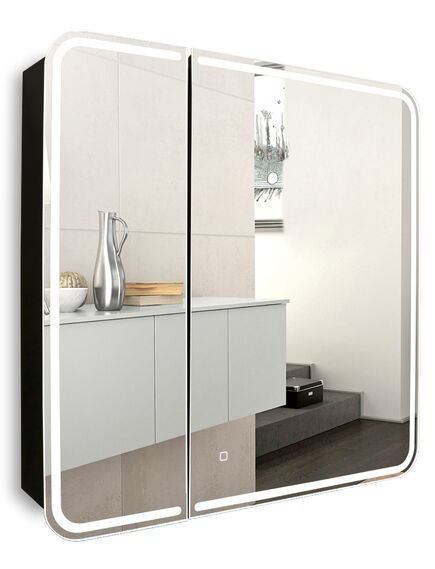 Купить Зеркало-шкаф AZARIO Alliance - Black 805х800 (led-00002611) по цене 21989 руб., в Санкт-Петебруге в интернет магазине 100-Систем, а также дургие товары Azario из раздела Зеркальные шкафы для ванной и Мебель для ванной комнаты