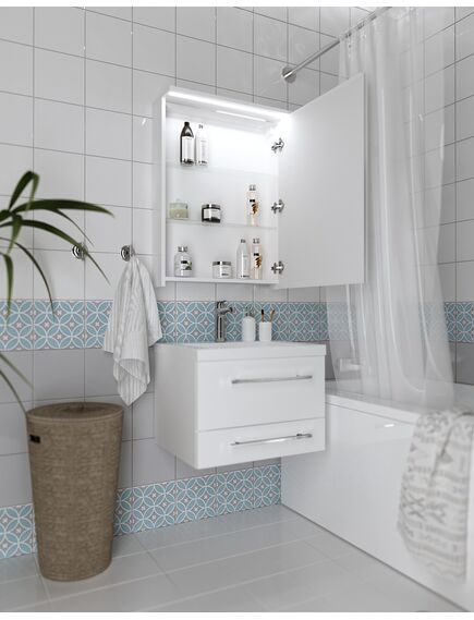 Купить 1MARKA Зеркало-шкаф Соната 60 1д с подсветкой, Белый глянец (ц0000007617) по цене 14709 руб., в Санкт-Петебруге в интернет магазине 100-Систем, а также дургие товары 1MARKA из раздела Зеркальные шкафы для ванной и Мебель для ванной комнаты