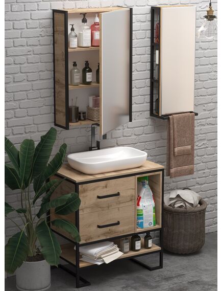 Купить 1MARKA Зеркало-шкаф GRUNGE LOFT 60П 1д (ц0000007992) по цене 15618.04 руб., в Санкт-Петебруге в интернет магазине 100-Систем, а также дургие товары 1MARKA из раздела Зеркальные шкафы для ванной и Мебель для ванной комнаты