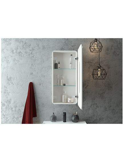 Купить Зеркало-шкаф Континент ELLIOTT 400х800 правый белый (мвк057) по цене 16340 руб., в Санкт-Петебруге в интернет магазине 100-Систем, а также дургие товары Континент из раздела Зеркальные шкафы для ванной и Мебель для ванной комнаты