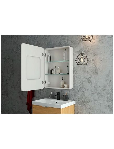 Купить Зеркало-шкаф Континент ELLIOTT 550х800 левый белый (мвк015) по цене 17890 руб., в Санкт-Петебруге в интернет магазине 100-Систем, а также дургие товары Континент из раздела Зеркальные шкафы для ванной и Мебель для ванной комнаты