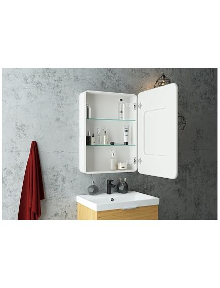 Купить Зеркало-шкаф Континент ELLIOTT 600х800 правый белый (мвк018) по цене 18500 руб., в Санкт-Петебруге в интернет магазине 100-Систем, а также дургие товары Континент из раздела Зеркальные шкафы для ванной и Мебель для ванной комнаты