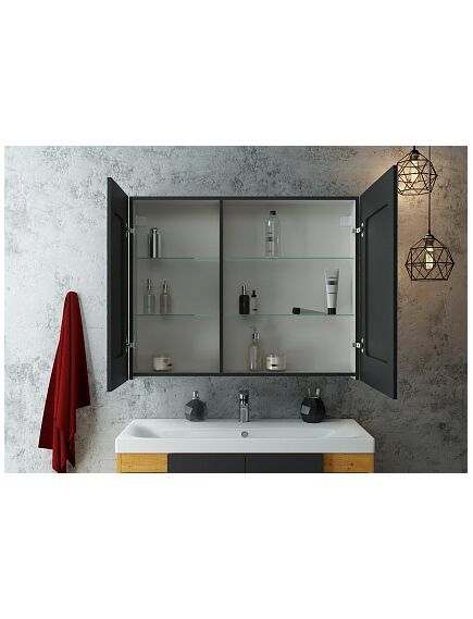 Купить Зеркало-шкаф Континент MIRROR BOX 1000х800 черный (мвк051) по цене 28820 руб., в Санкт-Петебруге в интернет магазине 100-Систем, а также дургие товары Континент из раздела Зеркальные шкафы для ванной и Мебель для ванной комнаты