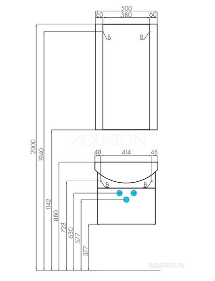 Купить Тумба под раковину AQUATON Ария 50 подвесная белый 1A140301AA010 (1a140301aa010) по цене 11900 руб., в Санкт-Петебруге в интернет магазине 100-Систем, а также дургие товары AQUATON из раздела Тумбы под раковину и Мебель для ванной комнаты