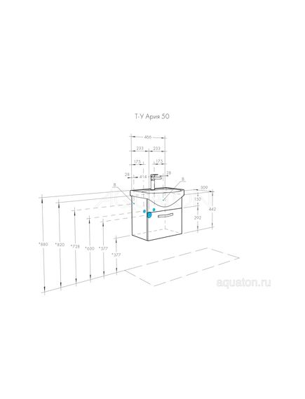 Купить Тумба под раковину AQUATON Ария 50 подвесная белый 1A140301AA010 (1a140301aa010) по цене 11900 руб., в Санкт-Петебруге в интернет магазине 100-Систем, а также дургие товары AQUATON из раздела Тумбы под раковину и Мебель для ванной комнаты